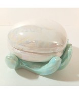 Vtg Rosenthal Netter - Heart in hand white teal pearl swirl MCM Trinket ... - $32.13 CAD