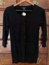 BCX A. Byer Vintage Medium Womens Juniors Cardigan Sweater Black 3/4 sleeve - $11.86