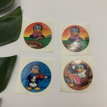 Vintage 80s Round Penguin Stickers Roulette Gambling Violin Playing Rela... - $16.82