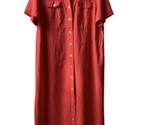 Studio C Shirt Dress Womens Plus Sized 16W Red Linen Blend Maxi Button Up - £22.79 GBP
