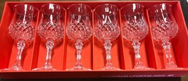 Cristal d&#39;Arques-Durand Longchamp 6 Wine Glasses Crystal Diamond Pattern w/Box - £22.05 GBP