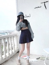 Women Girl Short Pleated Plaid Skirt College Style Plus Size Pleated Plaid Skirt image 9