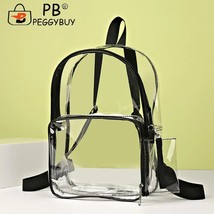 Female Fashion Solid Color Transparent Backpack Casual All-match PVC Clear Water - £91.74 GBP