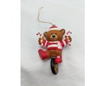 Vintage Christmas Bear On A Unicycle With Candy Cane Ornament 3&quot; - £18.78 GBP