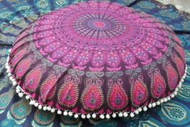 32&quot; Round Mandala Floor Cushion Pillowcases Sham Pouf Ottoman Pet Dog Ca... - $32.33