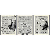 Edgar Allan Poe Gothic Raven Quotes 11X14 - Spooky Horror Poster, Witch Supplies - £32.76 GBP