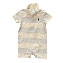 Ralph Lauren Blue White Striped One Piece Romper Infant Size 9 Months Blue Pony - £14.29 GBP