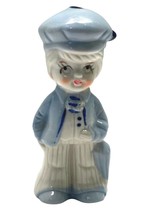 Little Dutch Boy Figurine Umbrella Blue White Porcelain 3.5&quot; - £11.05 GBP