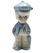 Little Dutch Boy Figurine Umbrella Blue White Porcelain 3.5&quot; - £10.98 GBP