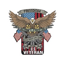 Freedom Isn&#39;t Free - Military Veteran Eagle Flag Decal - 12&quot; wide x 12&quot; tall - £7.19 GBP