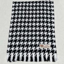 Men Women 100% CASHMERE SCARF Made in England Houndstooth Black/White/Blue #W107 - £6.88 GBP