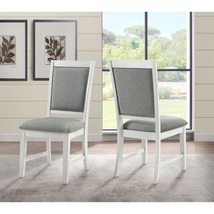 Solid Wood Linen Dining Room Chairs (Set of 2) Grey White Nautical Coast... - £198.10 GBP