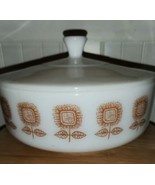 Vintage Federal Glass Sunflower Pattern 3-1/2&quot; Quart Lidded Casserole Dish - £22.21 GBP