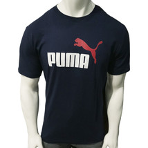 Nwt Puma Msrp $42.99 Ess Logo Men&#39;s Navy Crew Neck Short Sleeve T-SHIRT Size L - £14.03 GBP