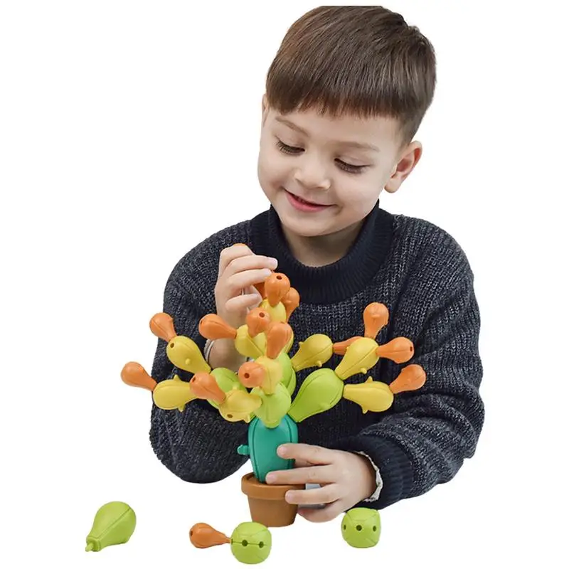 Cactus Balance Toy Montessori Cactus Blocks Balancing Stacking Game Wooden - £20.47 GBP+