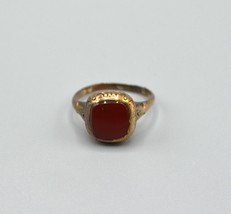 Art Deco 333 Gold Ring w/ Red Stone Marked RF Engraved Inner Band Vtg 8K - £116.00 GBP