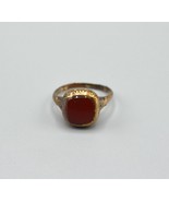 Art Deco 333 Gold Ring w/ Red Stone Marked RF Engraved Inner Band Vtg 8K - £114.11 GBP