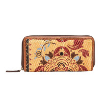 Myra Bag #6964 Maize 7.5&quot;x4&quot; Rug, Leather Wallet~Card Slots~ZipAround~RFID - £31.74 GBP