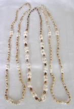 VINTAGE SET OF 3 LEI MOMI SHELL NECKLACES-WHITE,CARAMEL,SPOTTED MOMI SHE... - $24.75