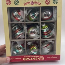 NEW 2024 Christopher Radko Shiny Brite Set of 9 retro Christmas Ornaments - £29.54 GBP