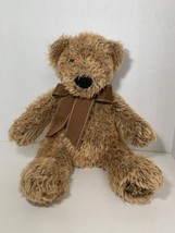 FAO Schwarz brown plush teddy bear ribbon bow 18&quot; Toys R Us 68972 Geoffr... - £15.57 GBP