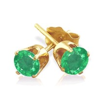 14K Gold Emerald Stud Earrings - £133.92 GBP+