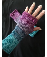 new Turquoise/Purple/Pink Silver Sparkle Knit Fingerless Gloves Mittens - £21.67 GBP