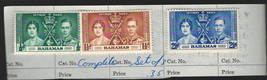 British Bahamas 1937 Very Fine Mlh Stamps Scott #97-99&quot; Coronation Issue &quot; - £1.44 GBP