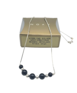 Avon Sterling Silver Black Onyx Beaded Necklace Liquid Silver Tubular Be... - $801.13 MXN