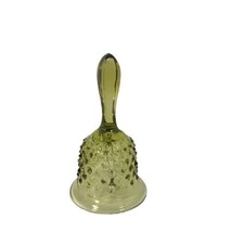 Vintage Fenton Glass Colonial Green Hobnail Bell Holiday Olive Smooth Handle - £18.55 GBP