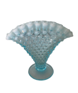 Fenton Vintage Hobnail Turquoise Fan Vase Ruffled Rim 4&quot; H - $659.61 MXN