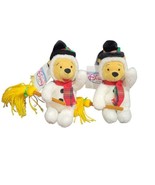 Disney Snowman Winnie the Pooh 8&quot; Plush Beanie Toy Set of 2 - $216.28 MXN