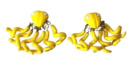 Vintage Octopus Yellow Clip Earrings Inspired by Octopussy, a James Bond Classic - £235.89 GBP