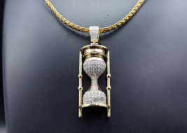 2.90Ct Round Simulated Diamond Hourglass Pendant 14K Yellow Gold Plated - £56.99 GBP