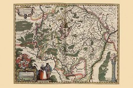 Map of Luxembourg by Pieter van den Keere - Art Print - £17.29 GBP+