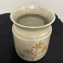 Studio Pottery Utensil Canister/Jar Beige/Brown Signed - $14.24