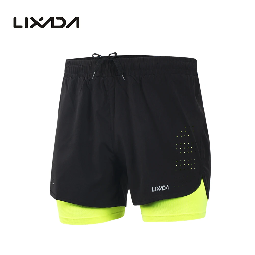  2 in 1 running shorts quick drying breathable active training exercise jogging cycling thumb200