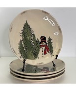 4 Salad / Dessert Plates 1 Design Eli &amp; Ana Handmade Snowman 8.5” New - $58.15 CAD