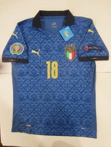 Nicolo Barella #18 Italy 20/21 Euro Match Slim Blue Home Soccer Jersey 2020-2021 - £71.94 GBP