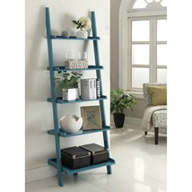 Blue 5 Shelf Bookcase Leaning Ladder Book Case Tier Books Toys Storage 72" H - £178.29 GBP