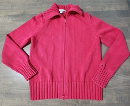 Tommy Hilfiger Pink Long Sleeve Knit Full Zip Mock Neck Sweater Girl Siz... - $18.05
