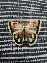 Cloisonne Enameled Butterfly Scarf Clip Slide Vintage 2&quot; - $25.91 CAD