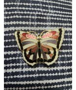 Cloisonne Enameled Butterfly Scarf Clip Slide Vintage 2&quot; - €16,47 EUR
