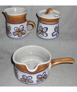 1970s 3 pc Set Metlox BANDERO PATTERN Creamer/Sugar w/Lid/Gravy Boat CAL... - $22.76