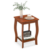 15 Inch 2-Tier Square End Table with Storage Shelf-Walnut - Color: Walnut - £49.79 GBP