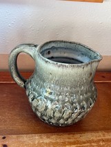 Beautiful Artist Signed Sage Green Drip Glaze Dimpled Art Pottery Pitche... - $23.95