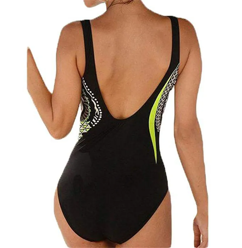 Sporting One Piece Swimsuit Plus Size Padded Bikini Set Pea Women&#39;s High Waist T - £35.17 GBP