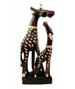 Balikraft Balinese Wood Handicrafts Sulawesi Giraffe With Calf Family Fi... - $43.73 CAD
