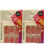 Sassy + Chic Iridescent Pink Fashion Nails 12 Pieces Oval Shape 2 Packs - £5.39 GBP
