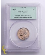 1954 Jefferson Nickel 5¢ Grade by PCGS PR 67 CAMEO Green Vintage Holder! - £97.52 GBP